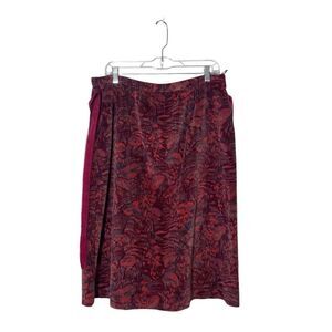 Vintage Cos Cob Burgundy Floral Velvet Midi Skirt Women's Size 18